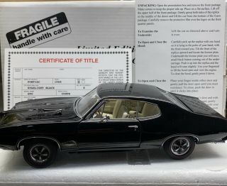 Danbury 1968 Pontiac Gto Limited Edition 1/24 Scale Very Rare Black.