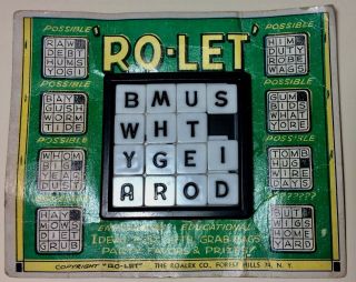 Vintage Ro - Let Slide Word Puzzle On Card 1960s Travel Game Education