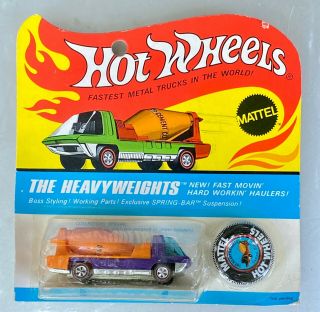 1970 Hot Wheels Redline Heavyweights Cement Mixer Purple Blister Pack Moc