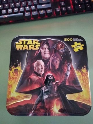 Star Wars Two Sided Darth Vader Shaped 500 Piece Puzzle In Collectible Tin.  Nib.