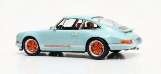 Porsche 911 Singer 1/18 Dubai Scale Car Blue Orange Model Car German Cult Models 3