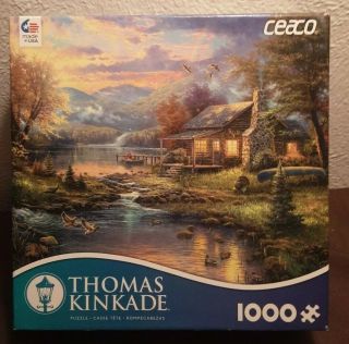 Thomas Kinkade Lake Log Cabin 1000 Piece Puzzle Ceaco