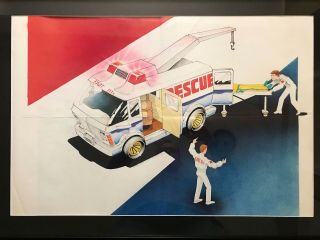 Kenner Fast 111s - Unproduced Conceptual Artwork 30 " X 20 " Prototype