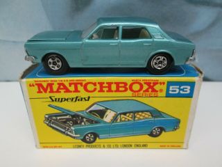 Matchbox/ Lesney 53c Ford Zodiac Mk4 Metallic Blue - Superfast - Boxed