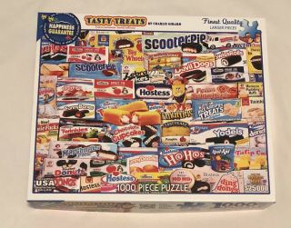 Tasty Treats White Mountain Jigsaw Puzzle Complete 1000 Pc 24x30 Snack Cakes