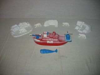 1950s Vintage Ideal Hard Plastic Polar Queen Artic Ship W/helicopter,  Whale,  Etc