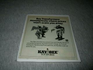Transformers Monsterbots - 1987 Kay Bee Toy Stores Print Ad
