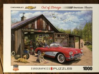 Eurographics 1000 Piece Puzzle " Out Of Storage " 1959 Corvette " Chevrolet Gmc