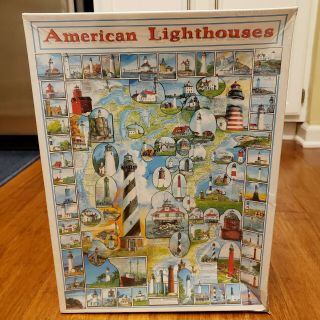 American Lighthouses White Mountain 1000 Piece Jigsaw Puzzle 24x30 1997