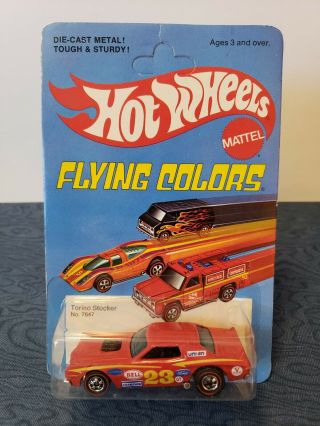 Vintage 1975 Mattel Hot Wheels Redline Flying Colors Torino Stocker 7647 On Card