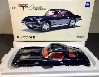 Autoart 1:18 1963 Chevrolet Corvette Sting Ray Coupe - Daytona Blue Rare