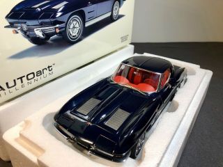 AUTOart 1:18 1963 Chevrolet Corvette Sting Ray Coupe - Daytona Blue RARE 3