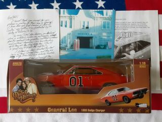Signed Autoworld Amm964 1:18 1969 Dodge Charger Dukes Of Hazzard General Lee