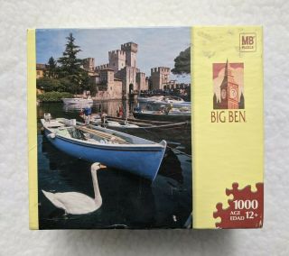 Mb Big Ben 1000 Piece Jigsaw Puzzle Scaliger Castle,  Lake Gardas,  Italy Boats