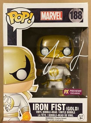 Iron Fist Gold Marvel Funko Pop Autographed/signed Finn Jones