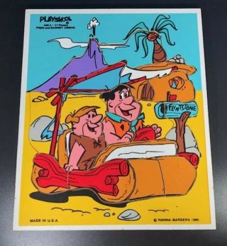 Vintage 1980 Playskool Wood Puzzle The Flintstones Fred And Barney Arrive 340 - 2