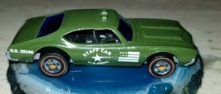 Hotwheels Redline ' 76 Staff Car Olds 442 Army Green 2