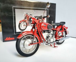 Schuco 1/10 Bmw R69s 1969 Red Color,  Motorcycle With 2 Single Seats.  Rare