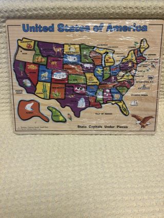 Circo Wooden United States Of America Frame - Tray Puzzle 2 States Missing.