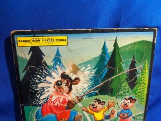 1953 Barney Bear Cartoon Picture Puzzle 2628 - 29 Frame Tray Inlay Toy VTG Whitman 2