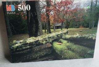 Crowley 500 Piece Puzzle 13 X 19 Good Shape Vintage Woods Cabin Trees