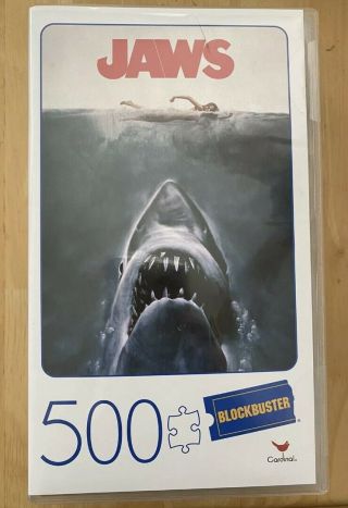 Jaws Movie 500 Piece Puzzle In Retro Blockbuster Vhs Video Case — Complete