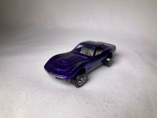 Vintage 1968 Mattel Hot Wheels Redline Custom Corvette Purple W/white Interior
