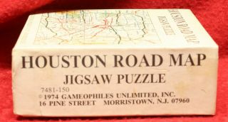 SCARCE Vintage 1974 HOUSTON ROAD MAP 100 pc Jigsaw Puzzle 7 - 1/2 