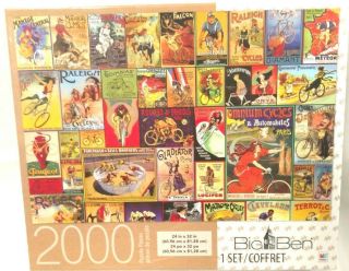 Milton Bradley Big Ben 2000 Piece Jigsaw Puzzle Vintage Bicycle Posters