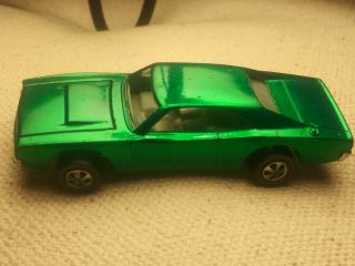 Vtg Mattel 1968 Hot Wheels Redline Metallic Green Custom Dodge Charger Red Line