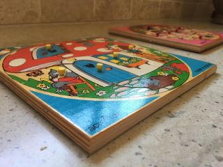 2 Vtg Wood Puzzles Fairy Tale Simplex Toys Belgium 7” Gnome House & Snow White 3