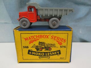 Matchbox/ Lesney 6a Quarry Truck Orange/grey - Grey Plastic Wheels - Boxed