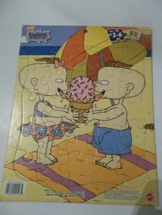 Mattel Rugrats Babies Phil & Lil Beach With Ice Cream 25 Piece Frame Tray Puzzle