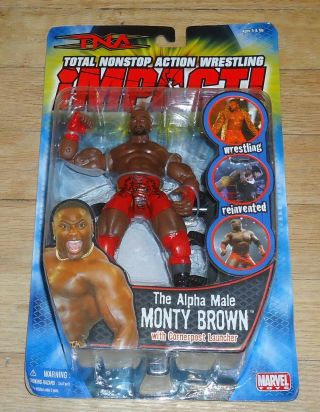 2005 Nwa Tna Impact Marvel Alpha Male Monty Brown Mip Wrestling Figure Wwf Wwe