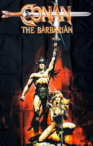 Conan The Barbarian Flag 3x5 Ft Black Vertical Banner 1980 Movie Poster Man - Cave