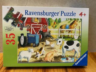 Ravensburger 35 Piece Puzzle Barnyard Farm Friends 100 Complete Euc