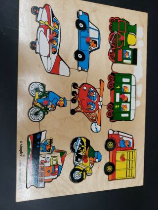 Simplex Vintage Cars Wooden Puzzle Made In Holland Transportation Boat Airplane