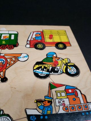 SIMPLEX Vintage CARS Wooden Puzzle Made in Holland Transportation Boat Airplane 3
