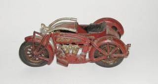 Hubley " Indian " Cast Iron Motorcycle W/ Sidecar (dakotapaul)
