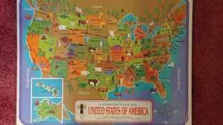 Vintage Puzzle Map Of United States Of America In Self Tray (1968,  Rainbow)