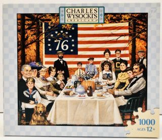Charles Wysocki And The Thankful Ate A Hearty Meal 1000 Pc Puzzle Milton Bradley