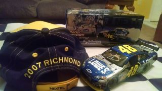 2007 Jimmie Johnson Gold Autographed 48 Richmond Win 1/24 & Signed VL Crew Hat 2