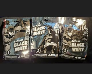 3 X Dc Comics Batman Black & White Mystery Bag Mini Figure From Series 1,  2,  3