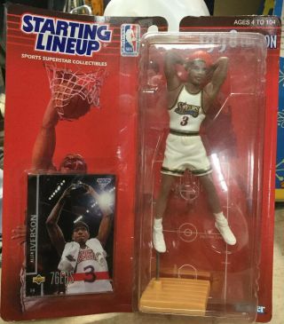 1998 Starting Lineup Allen Iverson Sixers Nba Action Figure W/card