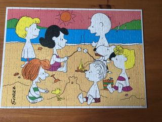 Vintage PEANUTS Snoopy Springbok MB 250 Summer Beach Puzzle 1966 Park Beach 2
