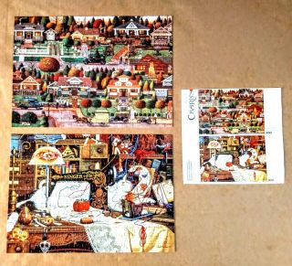 2x Buffalo Puzzles 300 Pc Art By Charles Wysocki With Maggie The Cat & Bungalow