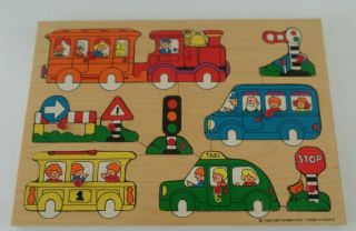 Vintage Simplex Wooden Puzzle Trains - Buses - Taxi