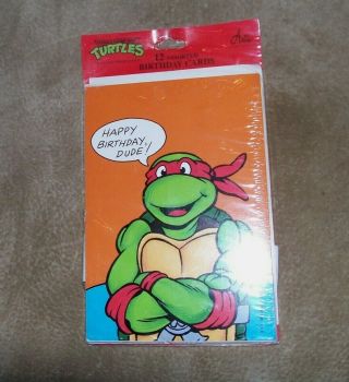 Vtg 1989 Teenage Mutant Ninja Turtles 12 Birthday Cards Assorted 7x4.  5 "