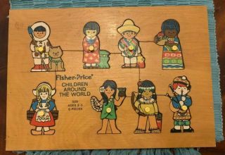 Vintage 1972 Fisher - Price Children Around The World Wooden Jigsaw Puzzle 509