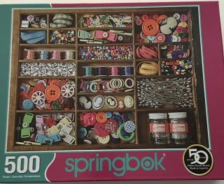 Springbok Puzzles - The Sewing Box - 500 Piece Jigsaw Puzzle Interlocking Large 2